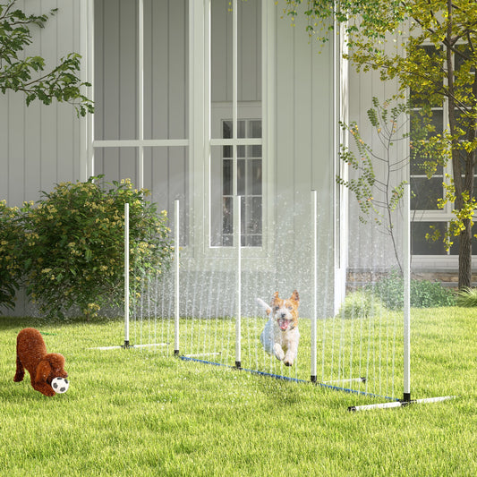 2pc Dog Agility Training Equipment Set with Spray Water Tube, White