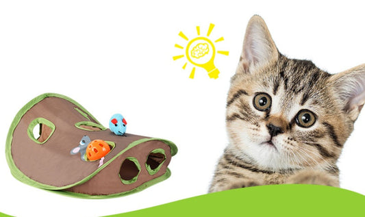 Cat Toy With A Bell To Catch The Ball Puzzle And Playable Nine-hole Mouse Hole