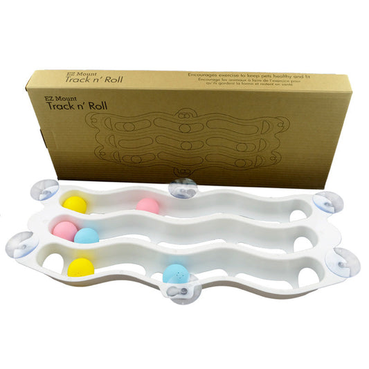 Cat suction cup window sill track toy