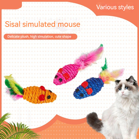 Color Sisal Mouse Cat Teaser Toy Molar Grinding Claw