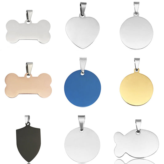 KFX-0006845 Customizable Stainless Steel Dog Tag Necklace with Various Shapes and Colors for Pets