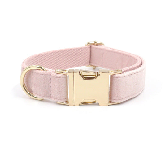 KFX-0010557 Pink Velvet Dog Collar and Leash Set with Bow Knot and Garbage Bag Holder