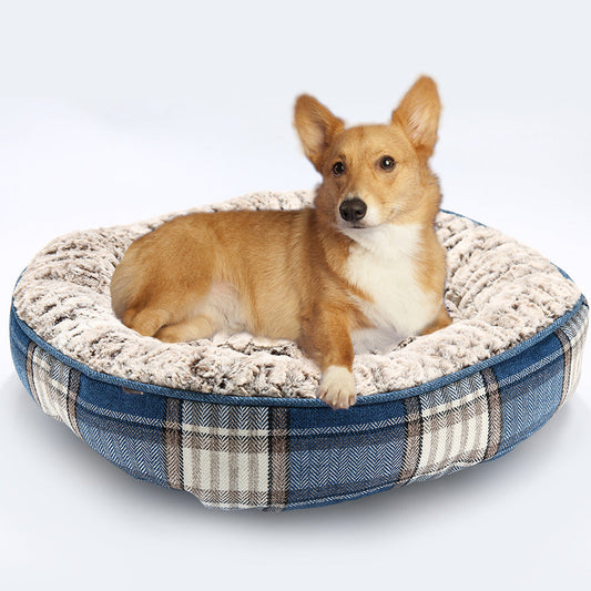 KFX-0020541 Cozy Cotton and Linen Dog and Cat Bed for Small to Large Pets, Breathable and Washable
