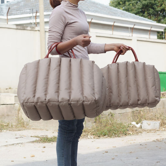 KFX-0021309 Portable Pet Carrier for Car Travel - Available in Light Khaki, Dark Khaki, Black, and Light Gray with Optional Escape-Proof Rope