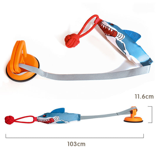 KFX-0023741 Durable Shark-Shaped Tug Toy with Suction Cup for Interactive Play for Small and Medium Dogs