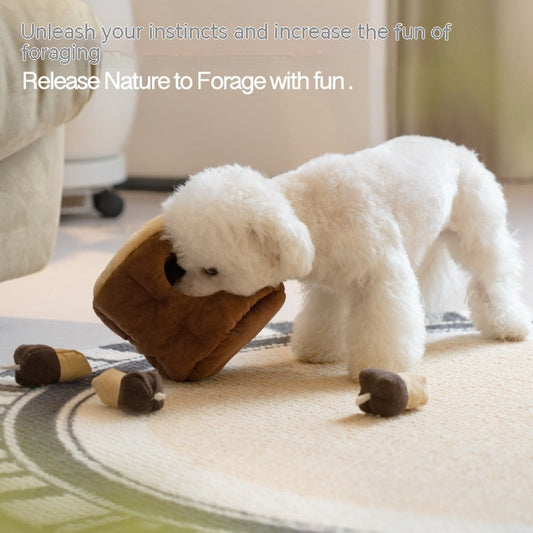KFX-0032829 Pet Toy in Khaki Beige and Brown Owl Style, Soft Velvet and Sponge Material
