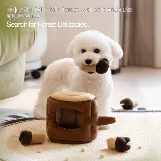 KFX-0032829 Pet Toy in Khaki Beige and Brown Owl Style, Soft Velvet and Sponge Material