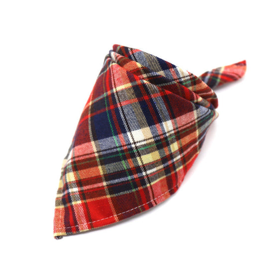 KFX-0035389 Scottish Style Spring Cotton Triangle Scarf in Flannel Design