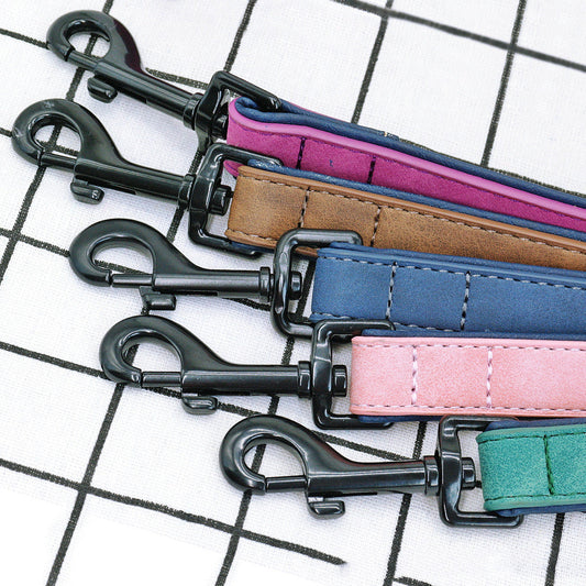 KFX-0043325 Pull-Resistant Leather Dog Leash - Available in Multiple Colors and Sizes