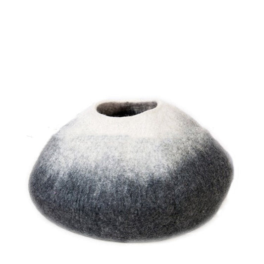 KFX-0043581 Two-Tone Wool Felt Cat Nest with a Black Body and White Neck, 50 cm