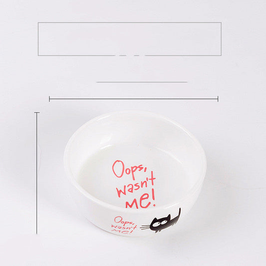 KFX-0043709 Ceramic Cat Food Bowl with Smooth Matte Glaze for Easy Cleaning