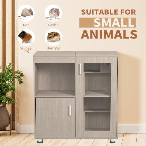KFX-0052925 4-Tier Wooden Guinea Pig and Hamster Cage with Lockers and Acrylic Windows