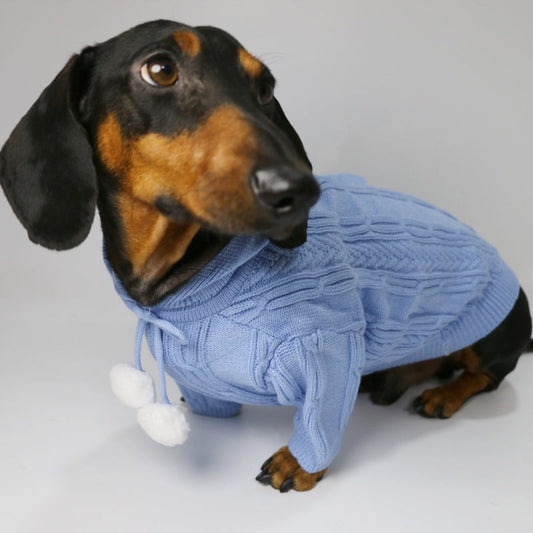 KFX-0053821 Hooded Sweater for Dogs - Warm Two-leg Design in Sky Blue or Beige, Sizes XS-XL
