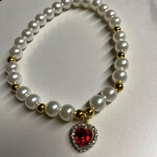 KFX-0057661 Internet Celebrity Cat Themed Pearl Necklace in Various Colors and Sizes