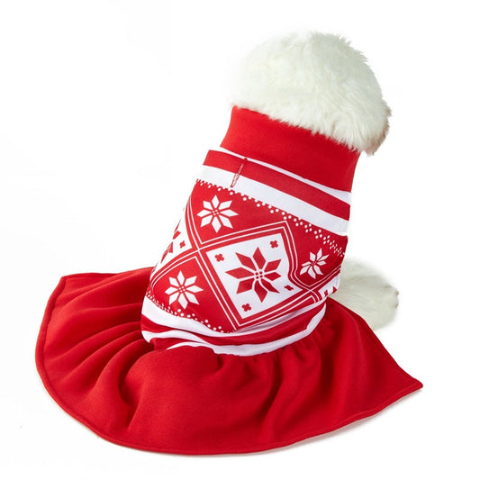 KFX-0065853 Christmas-Themed Hooded Dog Outfit with Lights and Skirt - XS to XL Sizes