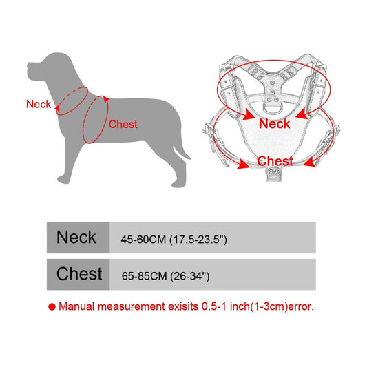 KFX-0069821 Punk Style Rivet Chest Strap for Large Dogs – Adjustable Leather Harness in Multiple Colors