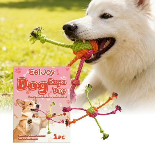 KFX-0074941 Interactive Chew-Resistant Knotted Rope Toy for Dogs, Made from Recycled Cotton
