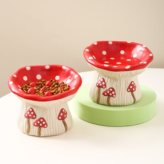 KFX-0076477 Creative Mushroom Pet Bowl for Cats and Dogs - Functional Food and Water Basin