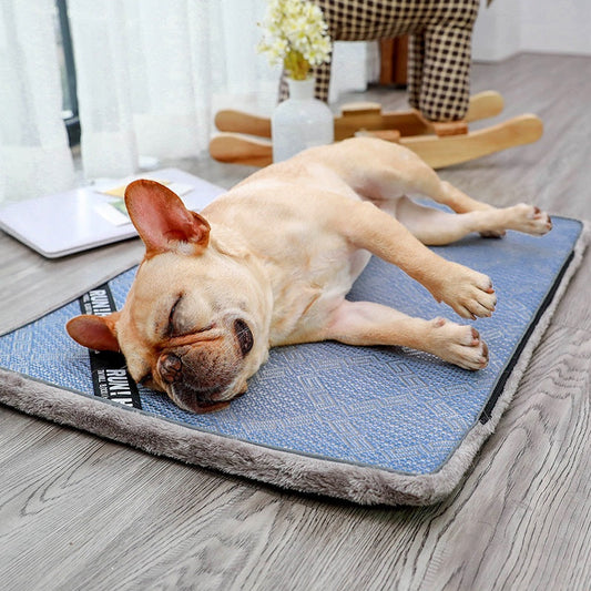 KFX-0078141 Cooling Rattan Dog Mat with Velvet Side – XL Size for Pets 40-50 kg