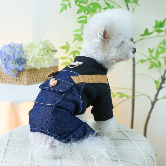 KFX-0086589 Punk Style Suspender Pants for Small and Medium Dogs with Traction Rope Buckle