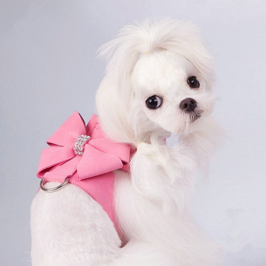 KFX-0087613 Fashionable Bowknot Chest Strap for Dogs in Pink, Blue, Orange - Microfiber Material