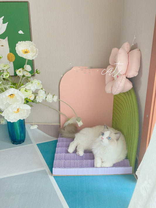 KFX-0087997 Vertical Cat Scratching Board with Corrugated Paper and Felt - 55x45x55 cm