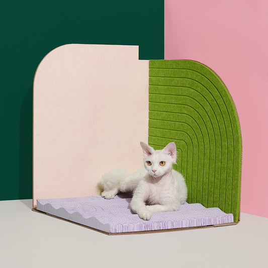 KFX-0087997 Vertical Cat Scratching Board with Corrugated Paper and Felt - 55x45x55 cm