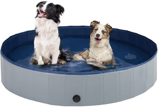 KFX-0106557 Foldable Pet Pool for Dogs and Cats, Non-Slip PVC Paddling Pool with Zipper Bag, 120cm/160cm Options