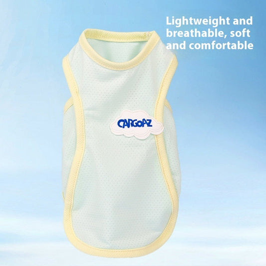 KFX-0108349 Pet Anti-Lint Summer Vest in Grass Green and Taro Purple for Cats - Lightweight & Comfortable