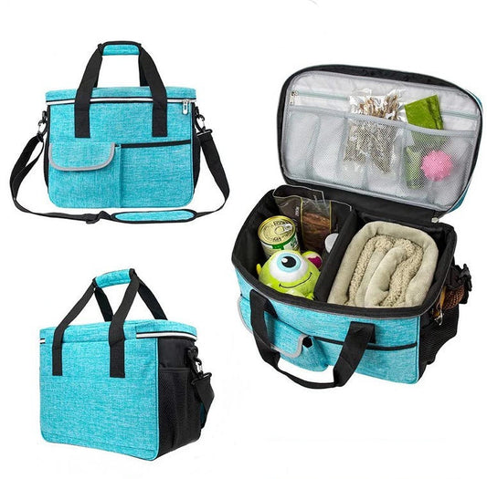 KFX-0111293 Pet Travel Lunch Storage Bag with Multiple Pockets - Foldable and Portable Design for Snacks and Toys