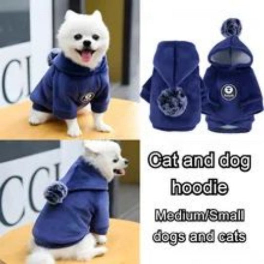 KFX-0114493 Fleece Hooded Coat for Small to Medium Dogs and Cats - Cozy Winter Pajamas for Chihuahuas and Kitties