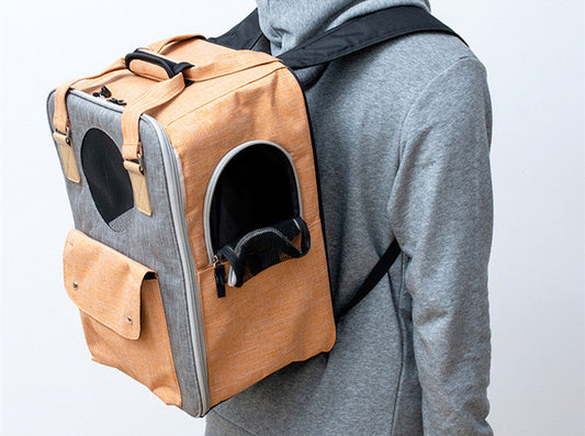 KFX-0117053 Breathable Canvas Backpack for Pets – Large Capacity & Versatile for Outdoor Use