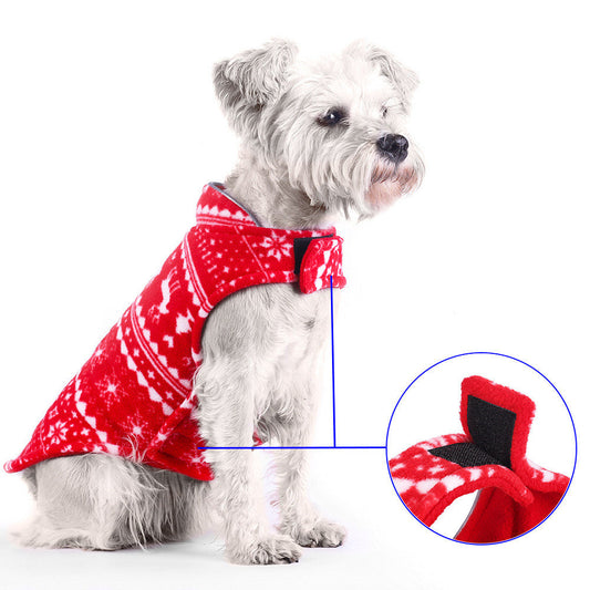 KFX-0124733 Winter Pet Sweater Pullover for Small Dogs and Puppies in Red and Blue Fleece