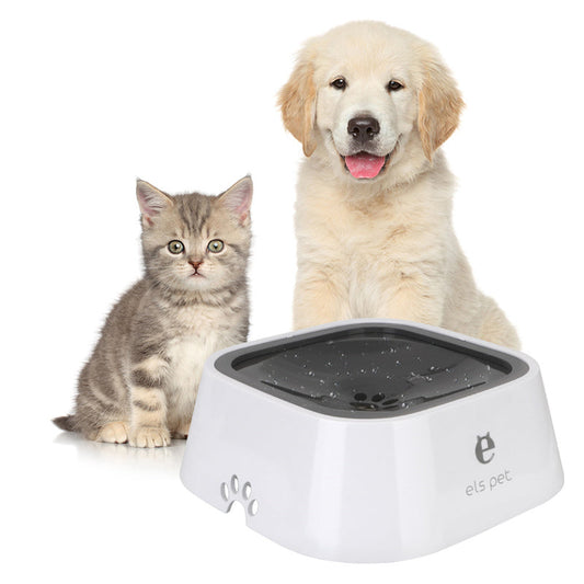 KFX-0132285 1.5L Floating Pet Water Bowl with Anti-Overflow Slow Feeder Design - Perfect for Cats and Dogs