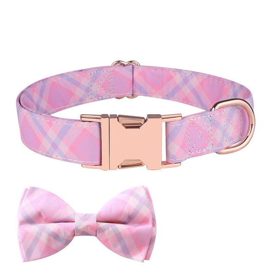 KFX-0134077 Stylish Bow Collar Set for Pets in Sweet Pink, Blue, and More
