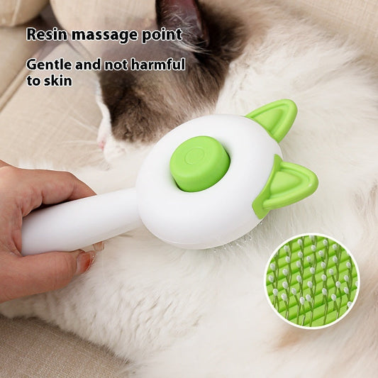 KFX-0143421 Self-Cleaning Pet Hair Remover Brush for Dogs and Cats - Dematting Comb in Greenish White and Orange