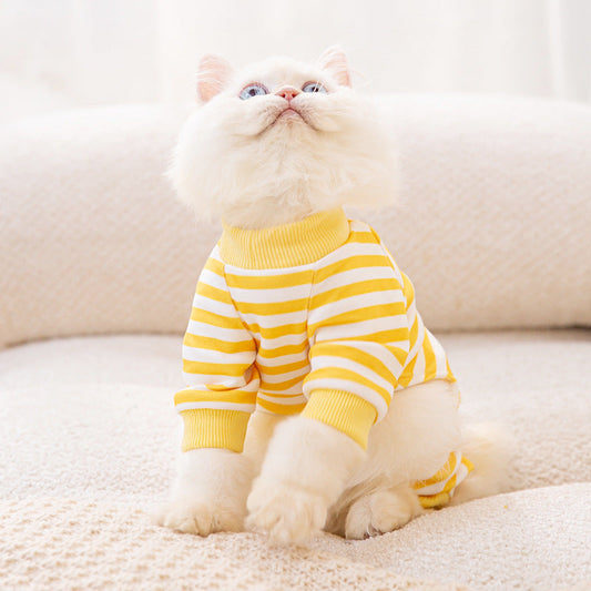 KFX-0145981 Cozy Velvet Cat Clothes in Polka Dot, Striped, and Bear Designs for All Sizes