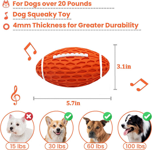 KFX-0160573 Durable Squeaky Rugby Dog Toy for Aggressive Chewers, Ideal for Large Dogs