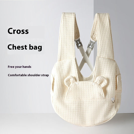 KFX-0171069 Pet Diaper Bag Soft Square Plaid Cross Chest Backpack for Dogs and Cats
