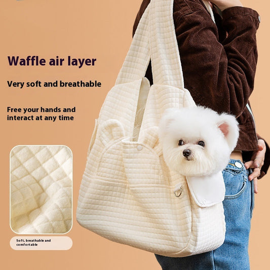 KFX-0171069 Pet Diaper Bag Soft Square Plaid Cross Chest Backpack for Dogs and Cats