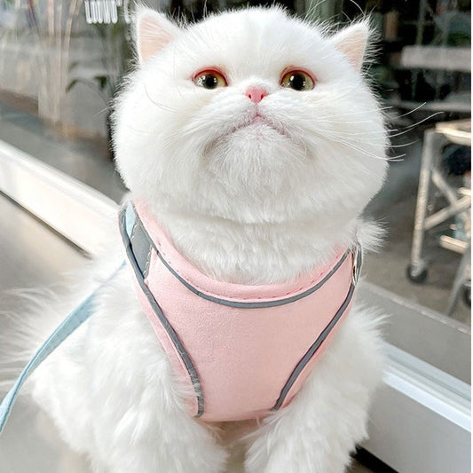 KFX-0173885 Reflective Chest Strap and Pulling Rope Vest for Cats - Multiple Sizes and Colors Available