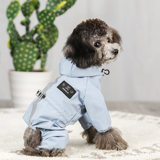 KFX-0190269 Waterproof Hooded Raincoat for Dogs and Cats - Four Seasons Reflective Design, Multiple Sizes Available