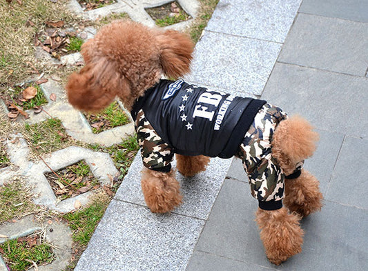 KFX-0196285 Camouflage Cotton Four-Pot Coat for Pets - Warm and Stylish Winter Apparel
