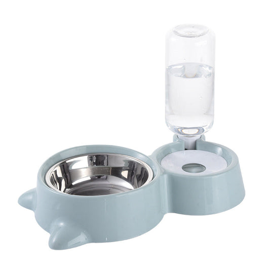 KFX-0197821 Automatic Double Bowl Water Dispenser for Cats and Dogs - 500ml Capacity, Stainless Steel & Durable Materials