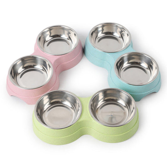 KFX-0207549 Stainless Steel Rice Bowl for Pets – Durable Straw Plastic, 24.5 x 13.5 x 4.6 cm, Available in Blue, Green, Pink