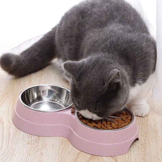 KFX-0207549 Stainless Steel Rice Bowl for Pets – Durable Straw Plastic, 24.5 x 13.5 x 4.6 cm, Available in Blue, Green, Pink