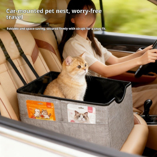 KFX-0217917 Portable Long-Distance Pet Car Nest with Four-Season Oxford Fabric in Gray, Khaki, Blue, and Cyan