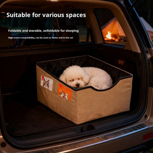 KFX-0217917 Portable Long-Distance Pet Car Nest with Four-Season Oxford Fabric in Gray, Khaki, Blue, and Cyan