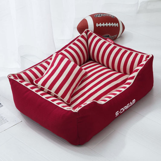 KFX-0228669 Removable and Washable Dog Kennel Mat with Mini Pillow - Four Seasons Design, Various Sizes Available