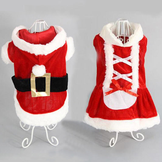 KFX-0228797 Cozy Red Plaid Dog Vest & Skirt Set for Small Dogs - Winter Pet Clothing